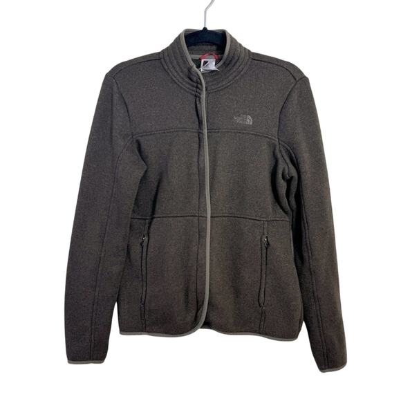 The North Face Women's M High Neck Fleece Jacket Full Zip Brown Outdoor Warm - Picture 1 of 6